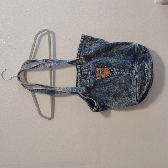 Acid wash denim shoulder bag - Picture 1 of 8
